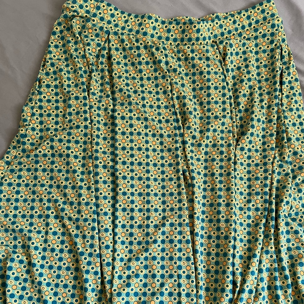 Lularoe Multi Color Polka Dot Green Yellow Blue Multi Color Flowy Skirt